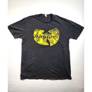 Wu-Tang Clan Graphic T-Shirt Black Yellow Logo 100% Cotton L Star Tee Hip Hop